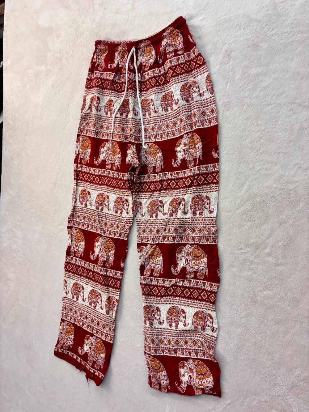 Red/White Elephant Pants -- Made in Thailand -- Size: Kid's XL -- Good Condition